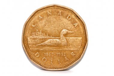 Kanada doları sikke beyaz arka plan izole