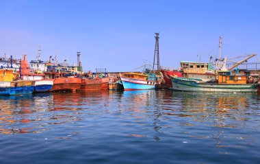 Visakhapatnam, INDIA - December 7 :Fishing harbor in Visakhapatnam was set up in 1976 spreading across 24 hectors of land . On December 7,2015 Visakhapatnam, India clipart