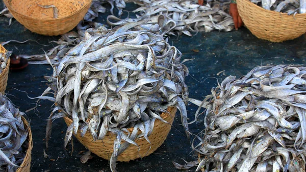 Many Dried Fish Baskets — Stock Photo, Image