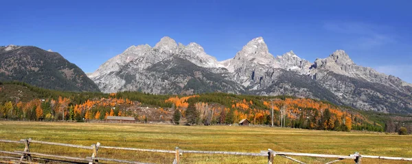 ทยานแห งชาต Grand Tetons ในฤด ใบไม — ภาพถ่ายสต็อก