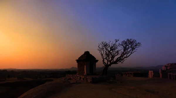 Runas Hampi Estado Karanataka India Con Puesta Sol — Foto de Stock