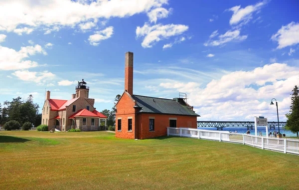 Mackinaw City Michigan Usa Július 2019 Régi Mackinac Pont Fény — Stock Fotó