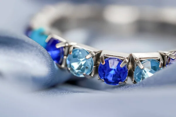 Close Shot Blue Stone Bracelet Satin Cloth — Stock Photo, Image