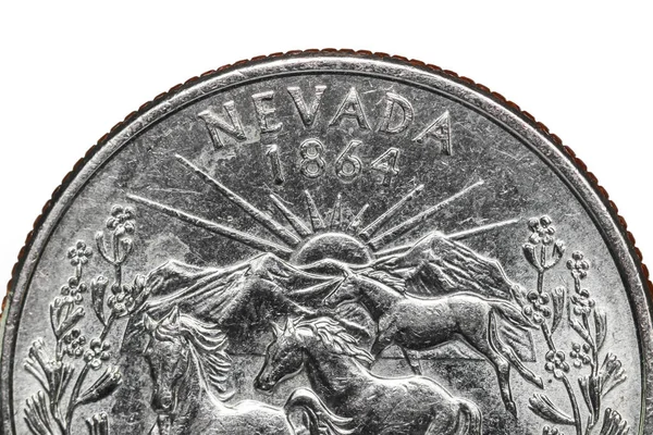 Монета American Quarter Крупным Планом Символом Невады — стоковое фото