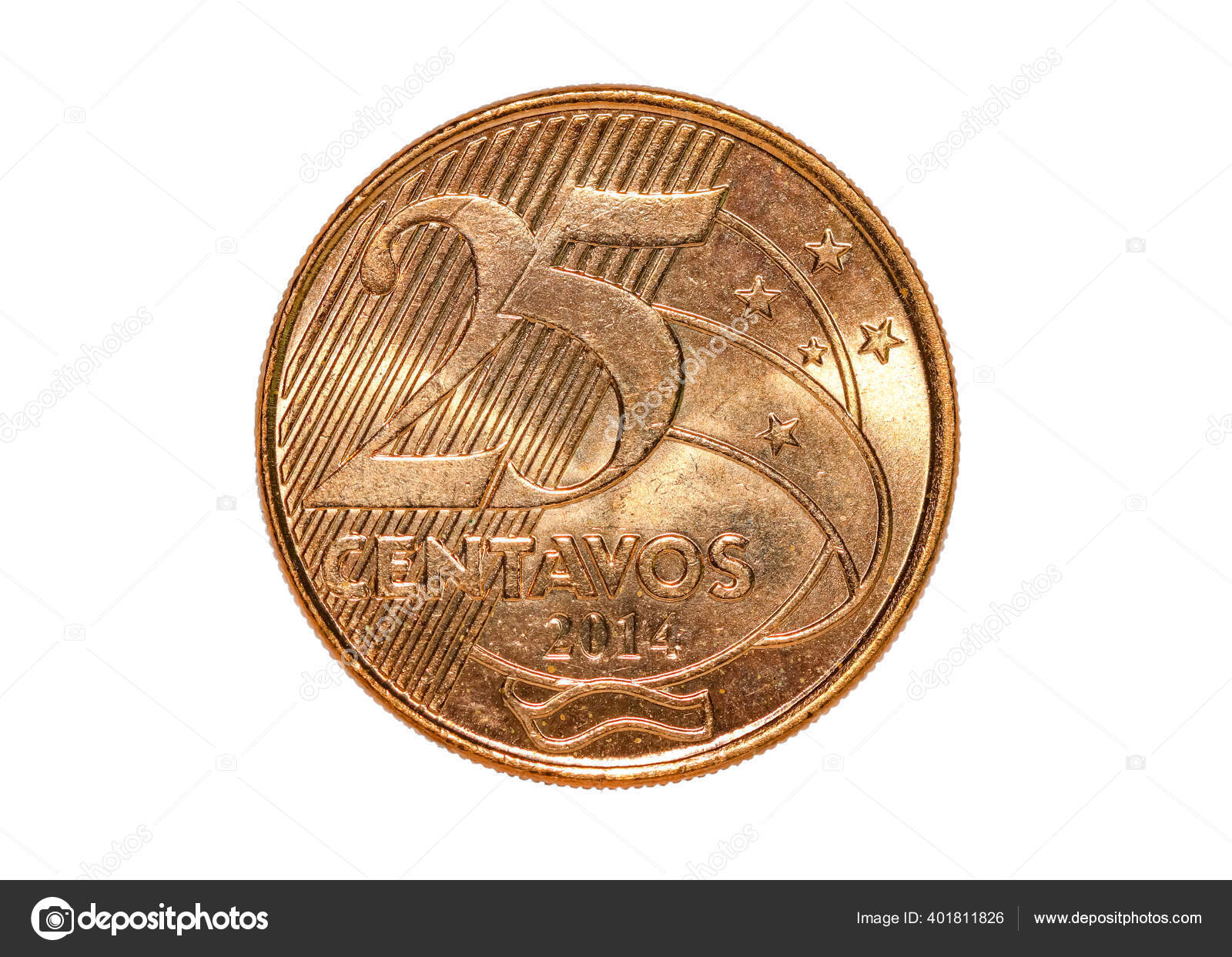 巴西真货币25分币背景为白色——图库图片© snehitdesign #401811826