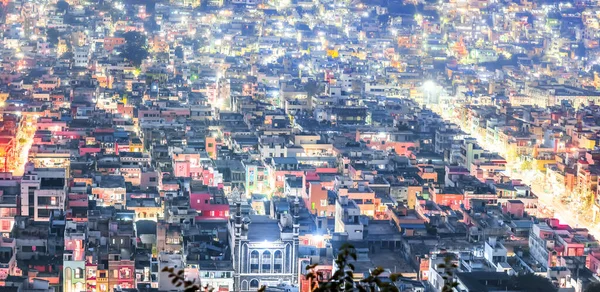 Vijayawada Índia Janeiro 2019 Vista Aérea Cidade Noite Iluminada Vijayawada — Fotografia de Stock