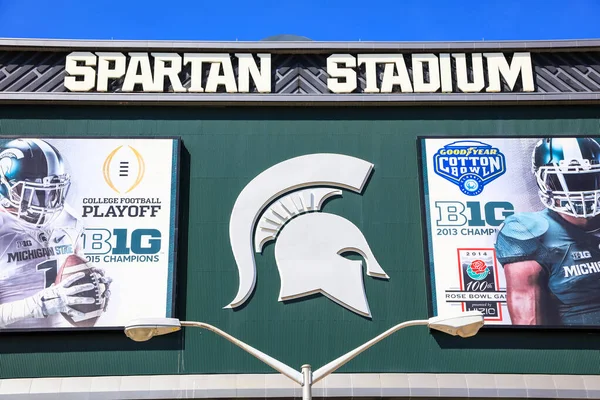 East Lansing August 2020 Spartan Szimbóluma Spártai Stadion Bejárata Előtt — Stock Fotó