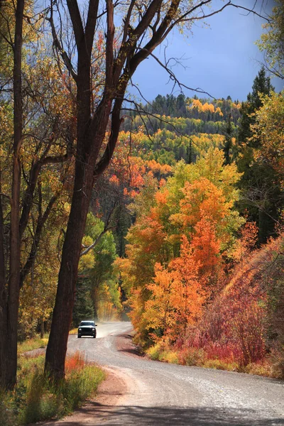 Road Vehicle Scenic Back Road San Juan Mountains Colorado Autumn — Stock Photo, Image