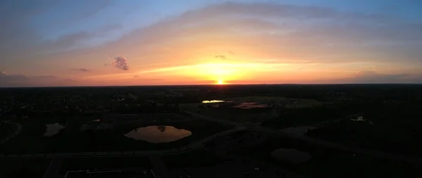 Vista Aérea Del Atardecer Sobre Barrio Michigan —  Fotos de Stock