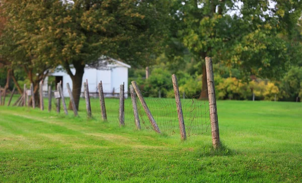 Παλιό Σκουριασμένο Μεταλλικό Φράχτη Έξω Από Αγρόκτημα — Φωτογραφία Αρχείου