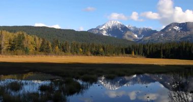 Sonbahar zamanı Seward karayolu boyunca Alaska 'daki Lower Trail Gölü manzarası.