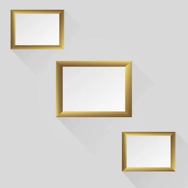 一套金色的框架隔离在白色背景 ps 10 — 图库矢量图片