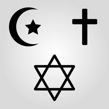 Üç dünya dinleri sembollerin. Vektör çizim
