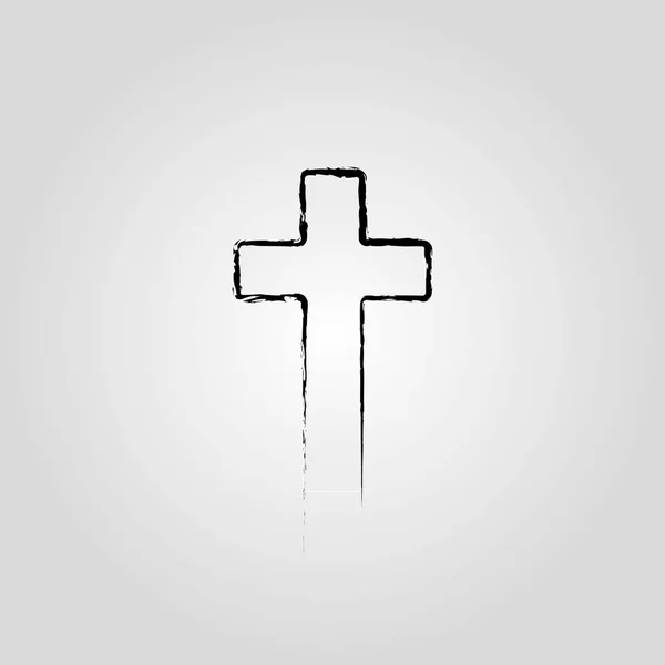 Abstrait croix chrétienne noir dans le style dessiné à la main signe de croix chrétienne — Image vectorielle