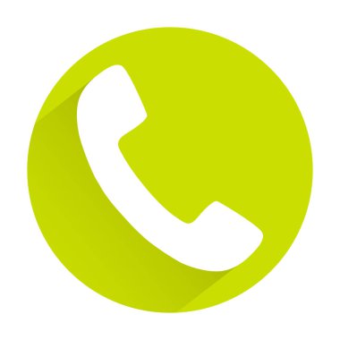 Gölge Eps 10 ile gri arka planda düz sarı telefon simgesi