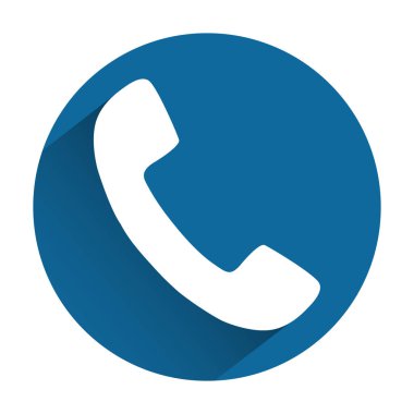 Gölge Eps 10 ile gri arka planda düz mavi telefon simgesi