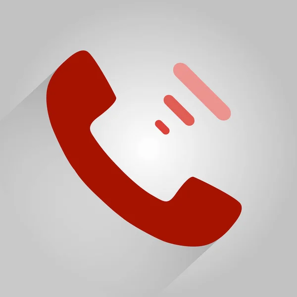 Flaches Rotes Telefon Symbol Auf Grauem Hintergrund Mit Schatten Folge — Stockvektor