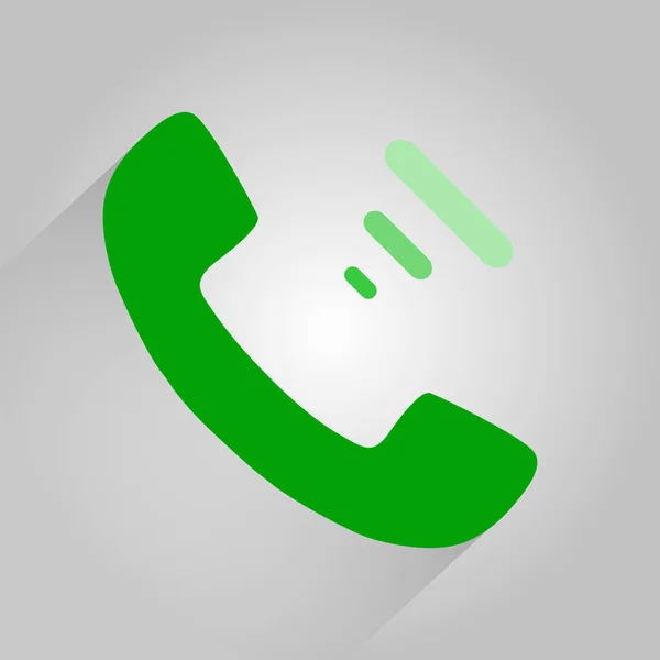 Icône Téléphone Plat Vert Sur Fond Gris Avec Ombre Eps — Image vectorielle