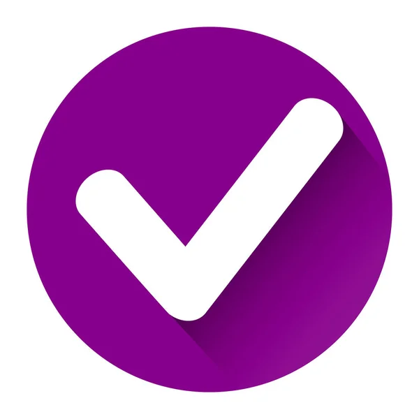 Icono Verificación Violeta Con Sombra Sobre Fondo Blanco Eps — Vector de stock