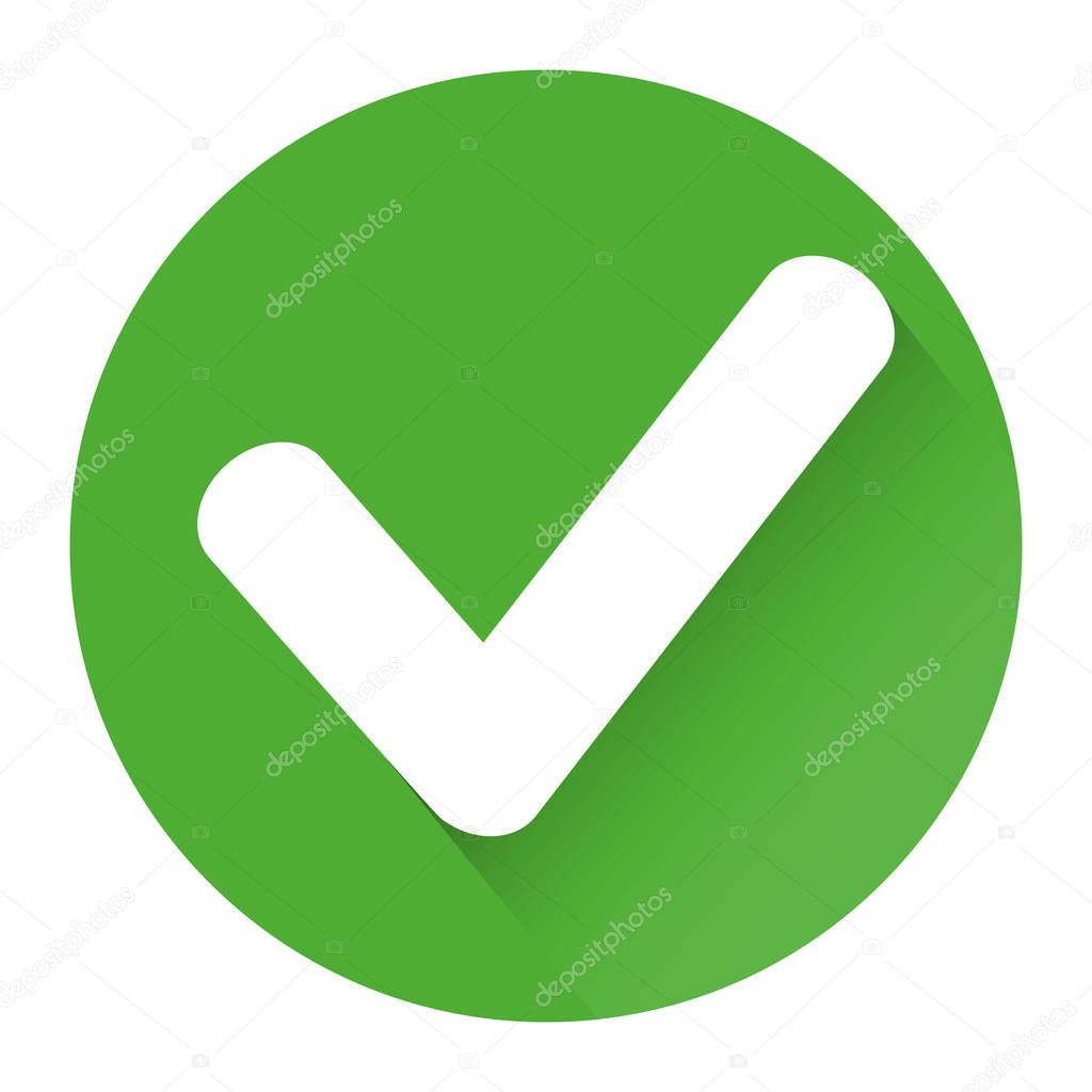 green check icon with shadow on white background Eps 10