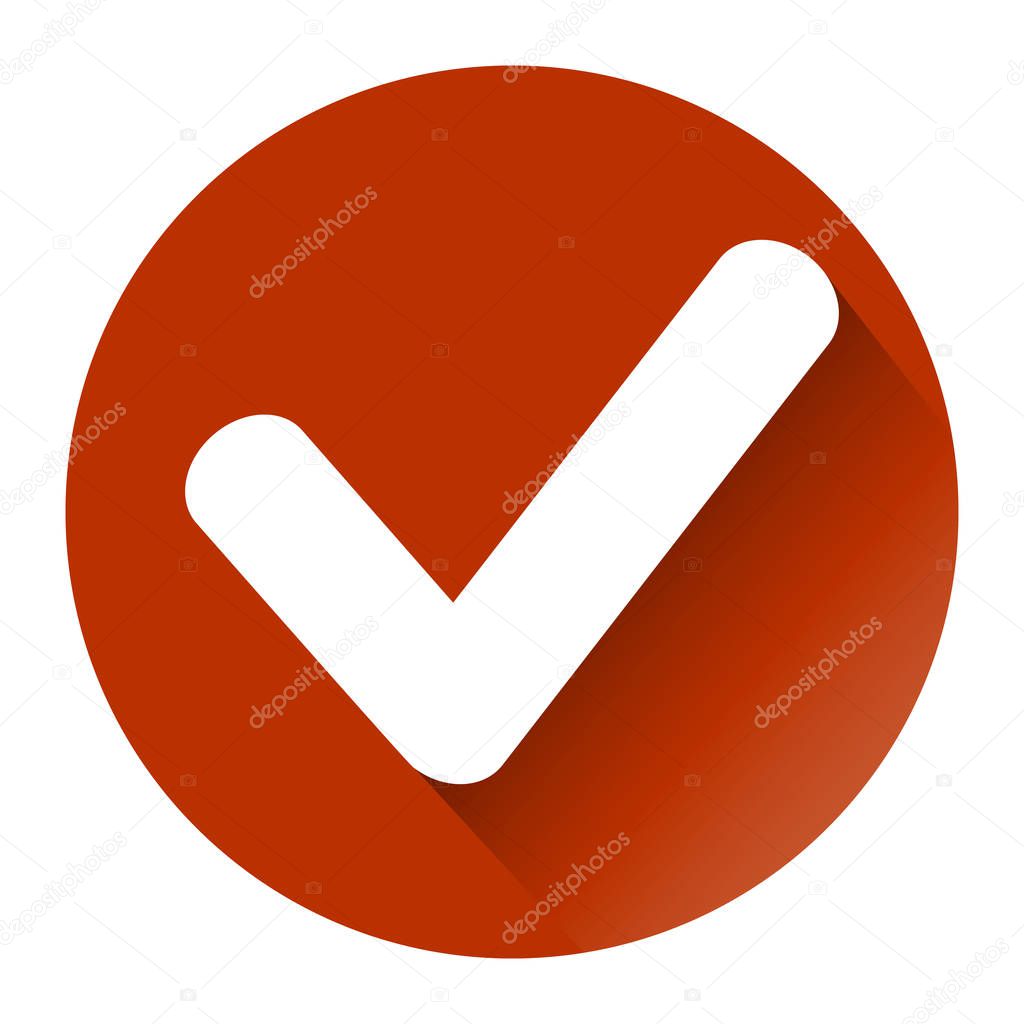 red check icon with shadow on white background Eps 10