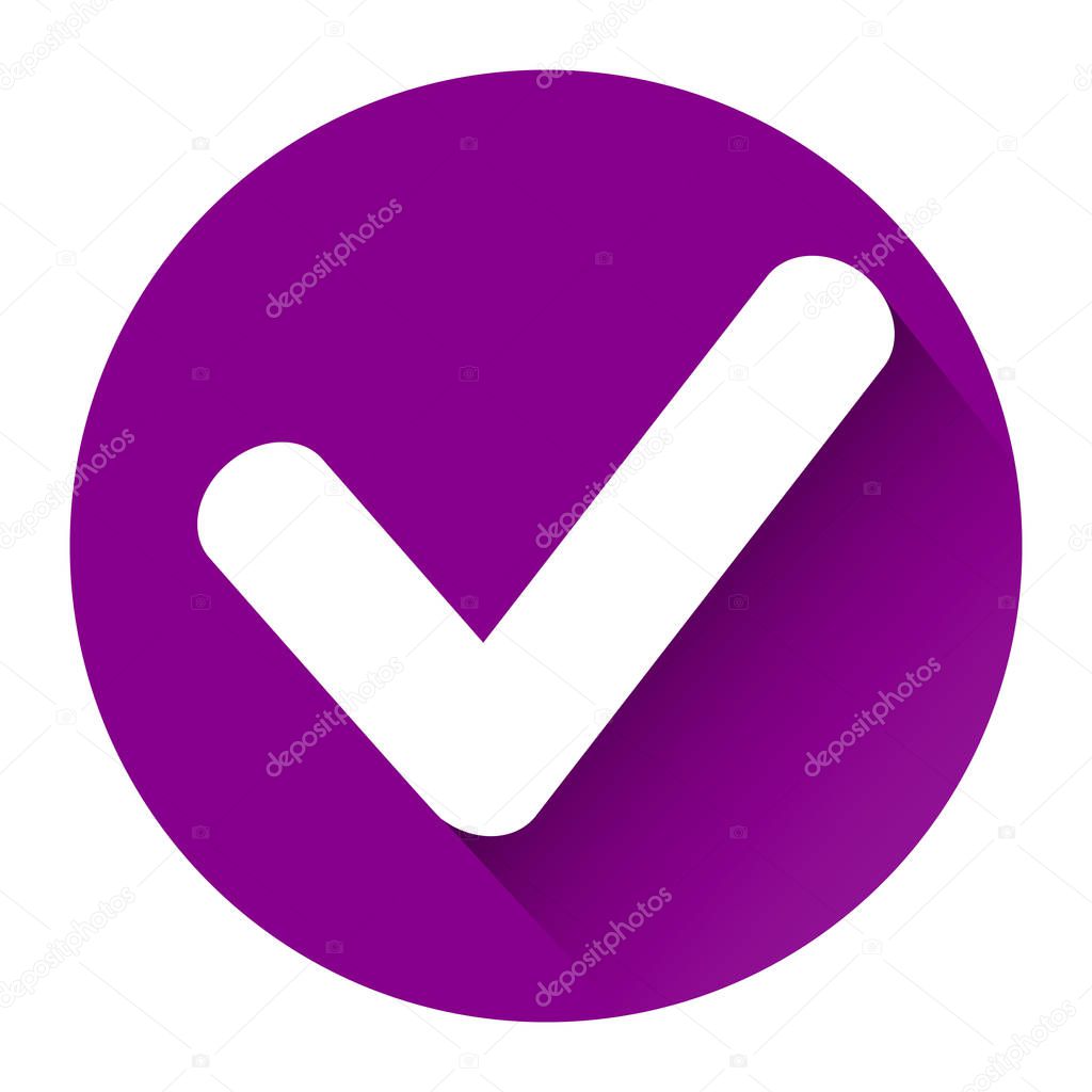 violet check icon with shadow on white background Eps 10