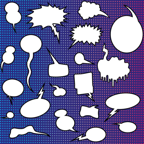 Comic speech bubbles. Illustrations of comic cartoon style speech bubbles, shapes and icons — Stock Vector