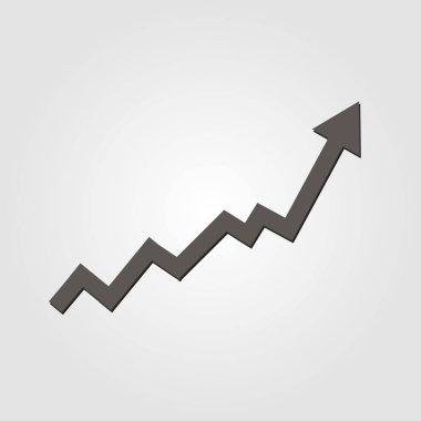 Beyaz arka plan üzerinde büyüyen iş ok