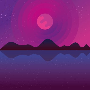 Retro Arkaplan Geleceği Manzarası 1980 Biçimi.