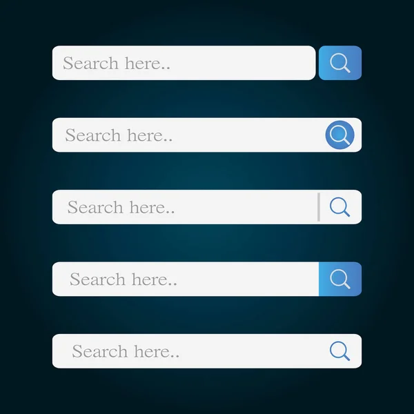 Diseño de elementos vectoriales de barra de búsqueda, conjunto de cuadros de búsqueda ui plantilla aislada sobre fondo blanco — Vector de stock