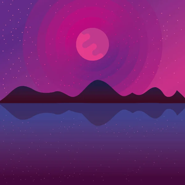 Retro-Hintergrund futuristische Landschaft 1980er Jahre Stil. — Stockvektor