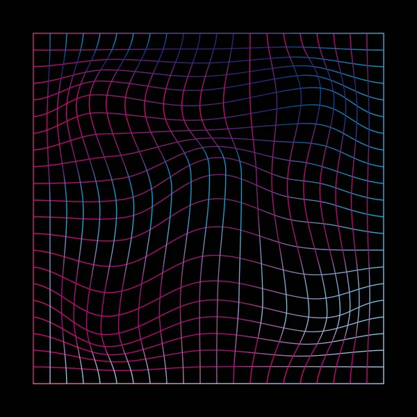 Gambar vektor dari holografik terdistorsi neon mesh mutiara. Ilustrasi cyberpunk synthwave uap - Stok Vektor