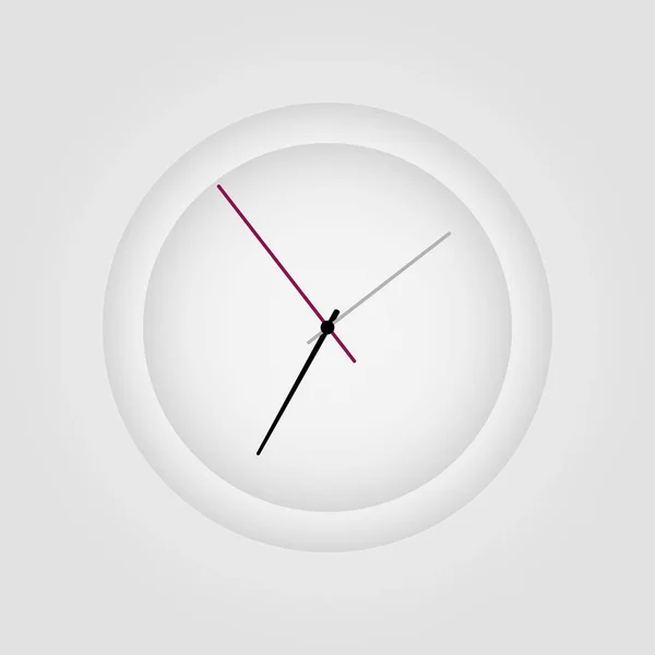 Ikone der weißen Uhr mit Schatten. Vektorillustration. — Stockvektor