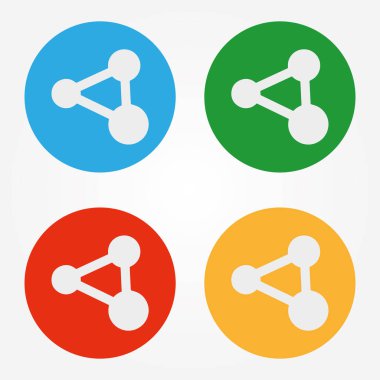 Düz renkli basit web simgeleri işareti, sosyal medya, sosyal ağ, göndermek, paylaşım, vektör illüstrasyon kümesi