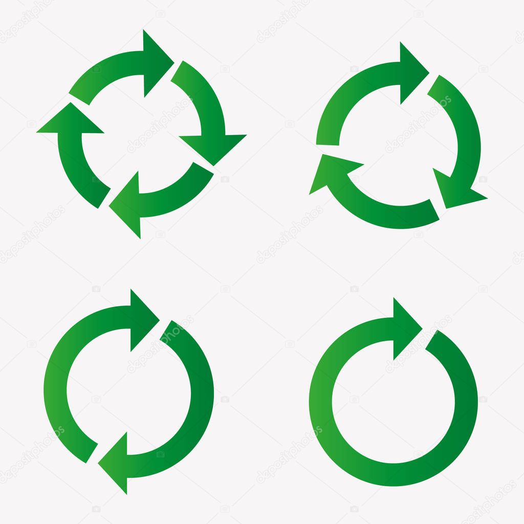 Signs and icons. Ecology set. Recycling. Different arrows and circles