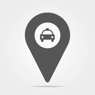 beyaz arka plan üzerinde araba pin simgesi. Vektör çizimi
