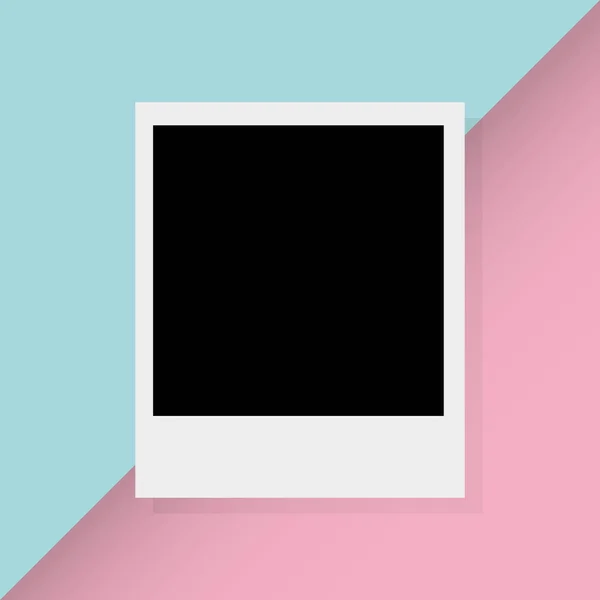 Schwarz-weißer Polaroid-Fotorahmen mit Schatten auf rosa Hintergrund. Vektorillustration — Stockvektor