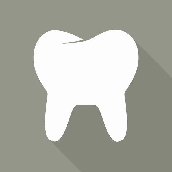 Tooth icon in a flat style. Vector illustration of white tooth icon with shadow on a gray background. — Stock Vector