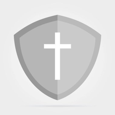 Düz tasarımı, açık renkli izole çapraz ile kalkan. Vektör çizim.