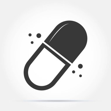 Arka planda modaya uygun düz stil ikonu izole edildi. Web sitesi tasarım ikonu logosu, uygulaması, UI için ikon sayfa sembolü. Hap simgesi Vektör illüstrasyonu, EPS10.