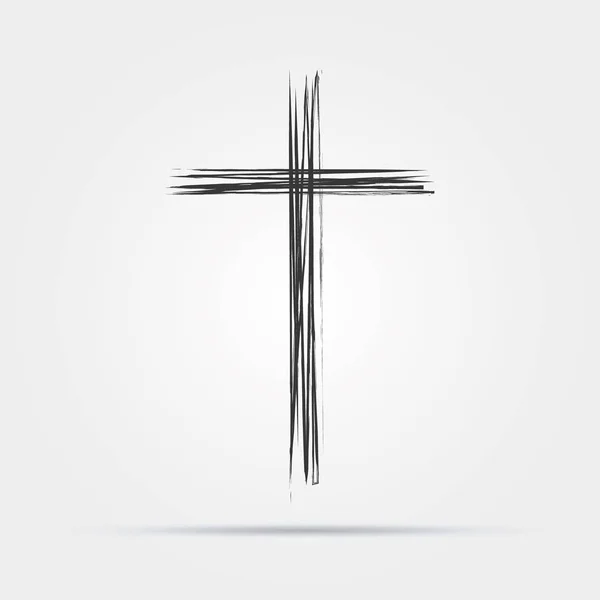 Croce disegnata a mano. Croce vettoriale. La croce è fatta con un pennello — Vettoriale Stock