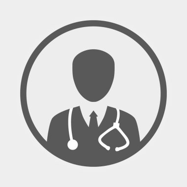 Beyaz arka plan üzerinde Siluet Erkek doktor avatar profil resmi