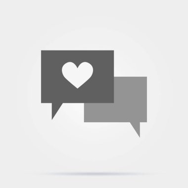 Kalp sohbet kabarcık simgesi. Beyaz arka planda izole web tasarımı için sohbet kabarcığı vektör simgesiana kalp