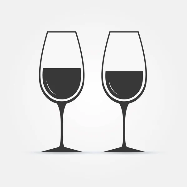 Two glasses of wine or champagne. Cheers icon. Vector illustration. — Stock Vector