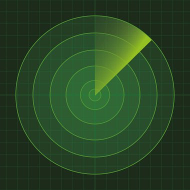 Vector green radar. HUD radar display. Military search engine. Vector illustration clipart