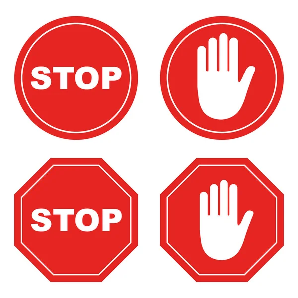 Stop sign set, isolado em fundo branco. ilustração vetorial —  Vetores de Stock