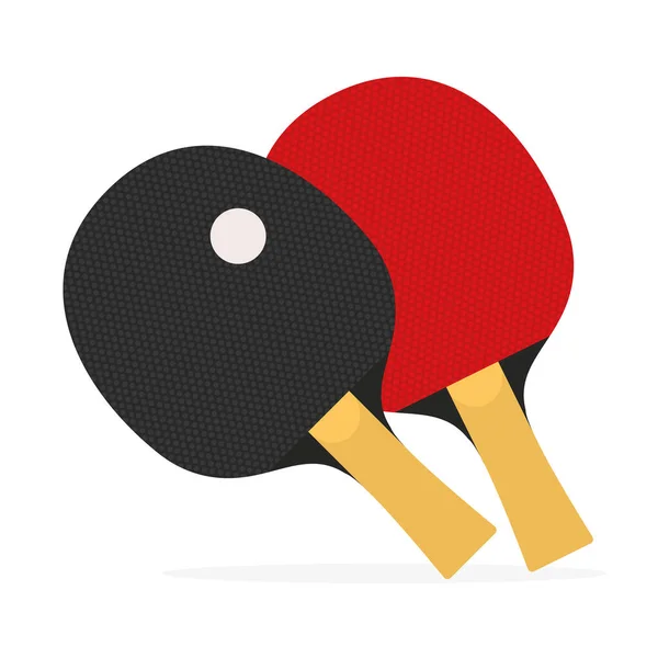 Raquette de ping-pong rouge et noire. Vecteur. isolé sur un fond blanc . — Image vectorielle