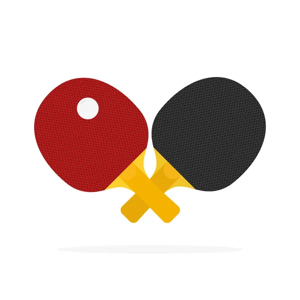 Raquette de ping-pong rouge et noire. Vecteur. isolé sur un fond blanc . — Image vectorielle