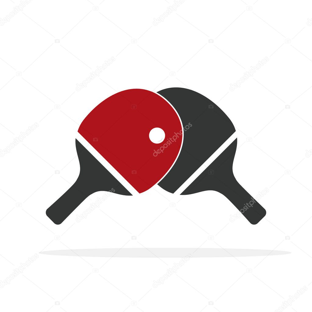Red and black table tennis racket. Vector. isolated on a white background.
