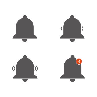 Gelen mesajlar için çan bilgilendirme simgesi. Beyaz arkaplanda vektör çizimi. Ayarla